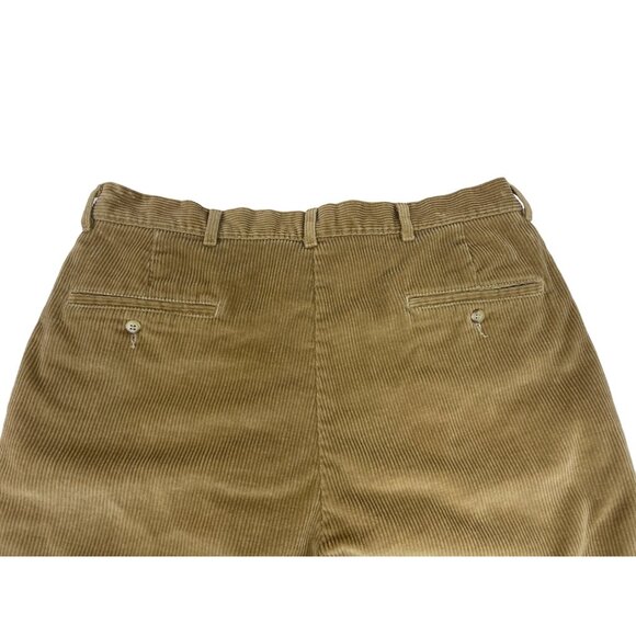 Vintage 90s Polo Men's Brown Corduroy Pleated Cotton Pants Sz 36-32 - Picture 4 of 8